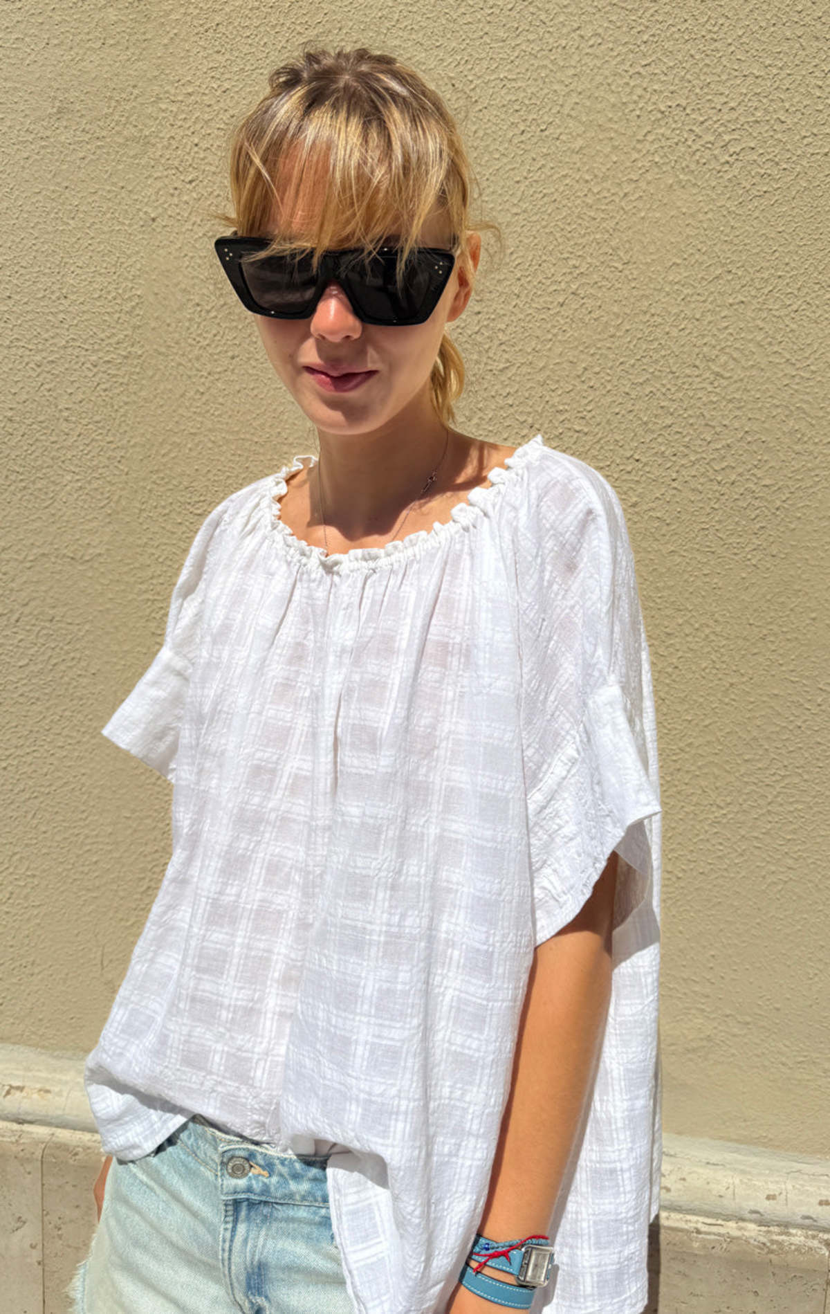 Two White Khadi Check Shirt - Image 4 of 5