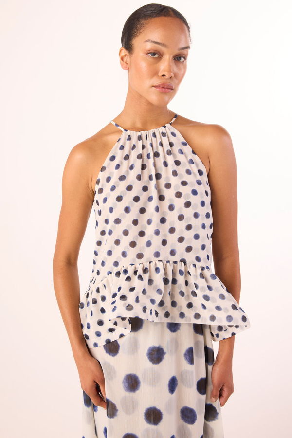 Misa Los Angeles Faith Small Polka Dot Chiffon Top