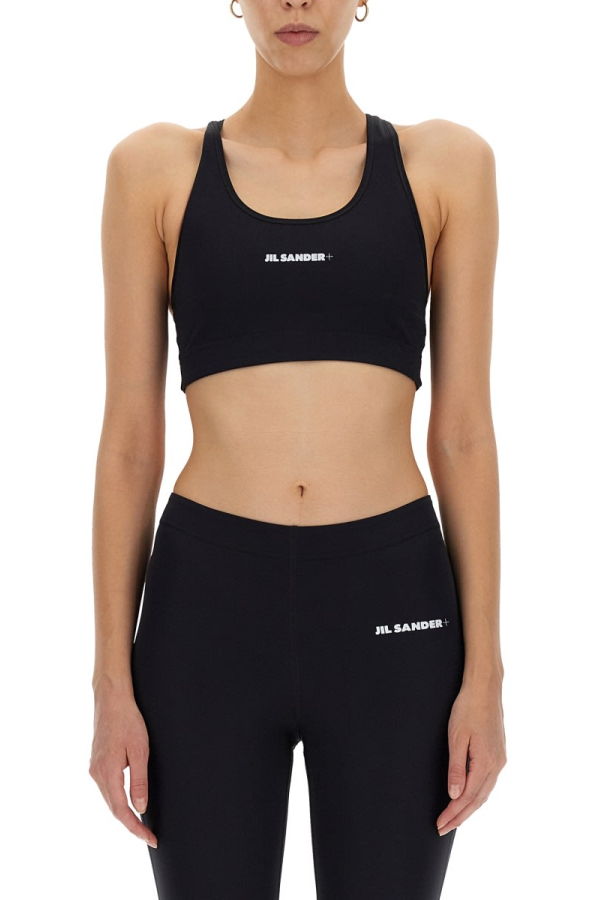 Jil Sander Crop Top With Logo - Black