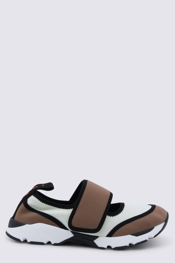 Marni Leather Mary Jane Sneakers - White/Brown