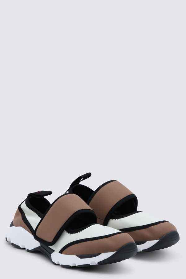 Marni Leather Mary Jane Sneakers - White/Brown