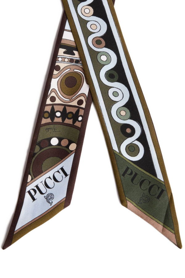 PUCCI Printed Silk Foulard Scarf - Khaki