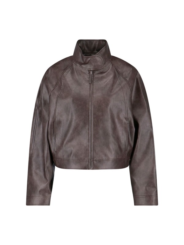 LOW CLASSIC Stand Collar Jacket - Brown LOW CLASSIC Stand Collar Jacket - Brown