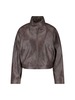 LOW CLASSIC Stand Collar Jacket - Brown - Thumbnail 1