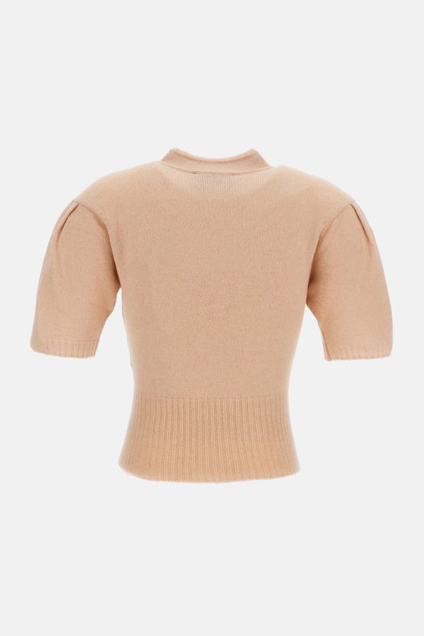 Simone Rocha Short-Sleeve Cashmere Knit Top - Pink