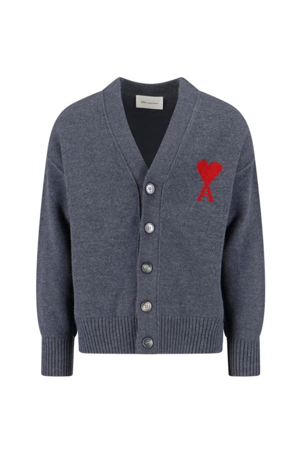 Ami Alexandre Mattiussi Ami De Coeur Cardigan - Gray