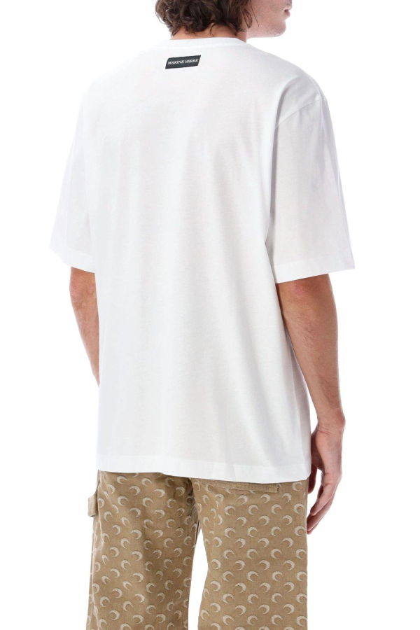 MARINE SERRE Moon Embroidered Jersey Tee - White