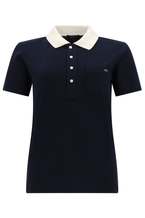 A.P.C. Polo Shirt With Logo And Contrasting Collar - Blue