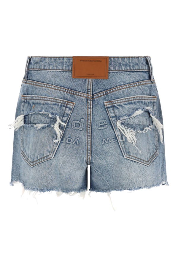 ALEXANDER WANG Bite Worn Effect Shorts - Blue