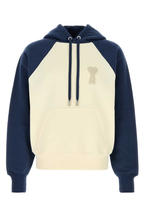 Ami Alexandre Mattiussi Two-Tone Cotton Sweatshirt - Blanc Creme Encre