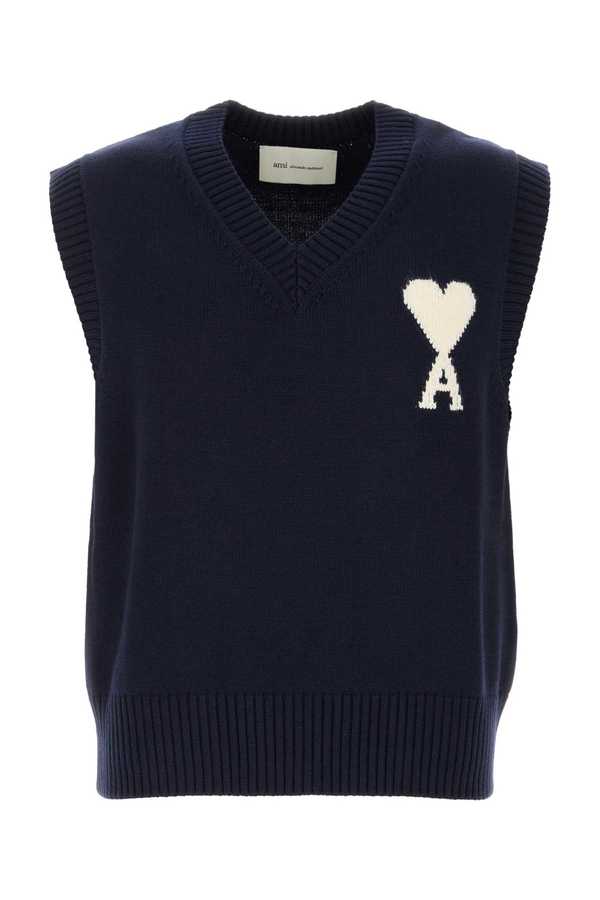 Ami Alexandre Mattiussi Wool Blend Vest - Navy Blue