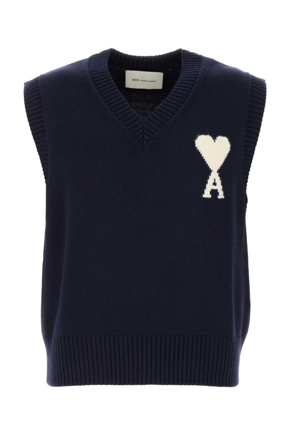 Ami Alexandre Mattiussi Wool Blend Vest - Navy Blue