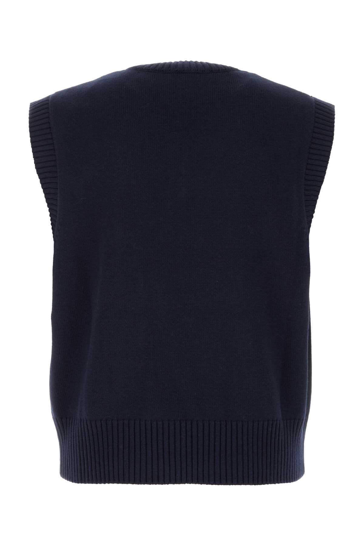 Ami Alexandre Mattiussi Wool Blend Vest - Navy Blue - Image 2 of 2