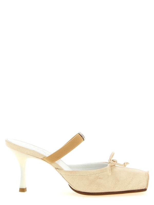 MM6 Maison Margiela Square Toe Mules - Beige