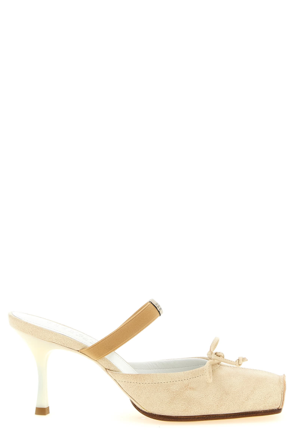 MM6 Maison Margiela Square Toe Mules - Beige
