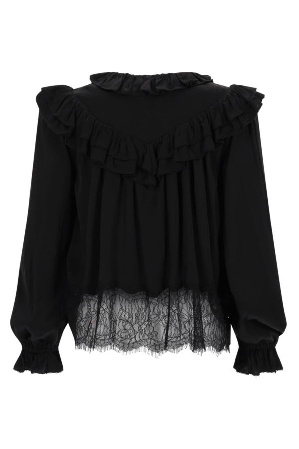 Self-Portrait Blue In Lace Top - Black