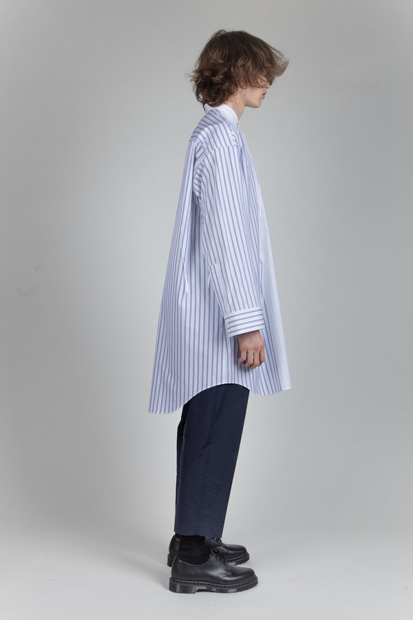 トップス 2018SS JIL SANDER Stripe Oversize Shirt J Jil Sander Uniqlo collarless wide oversized striped shirt