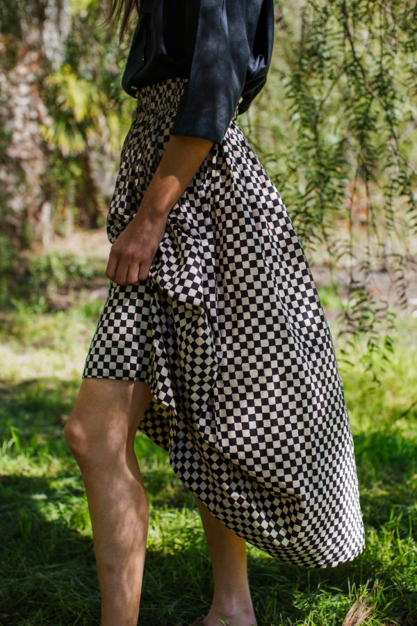 World Of Crow Block Printed Skirt - Black/White