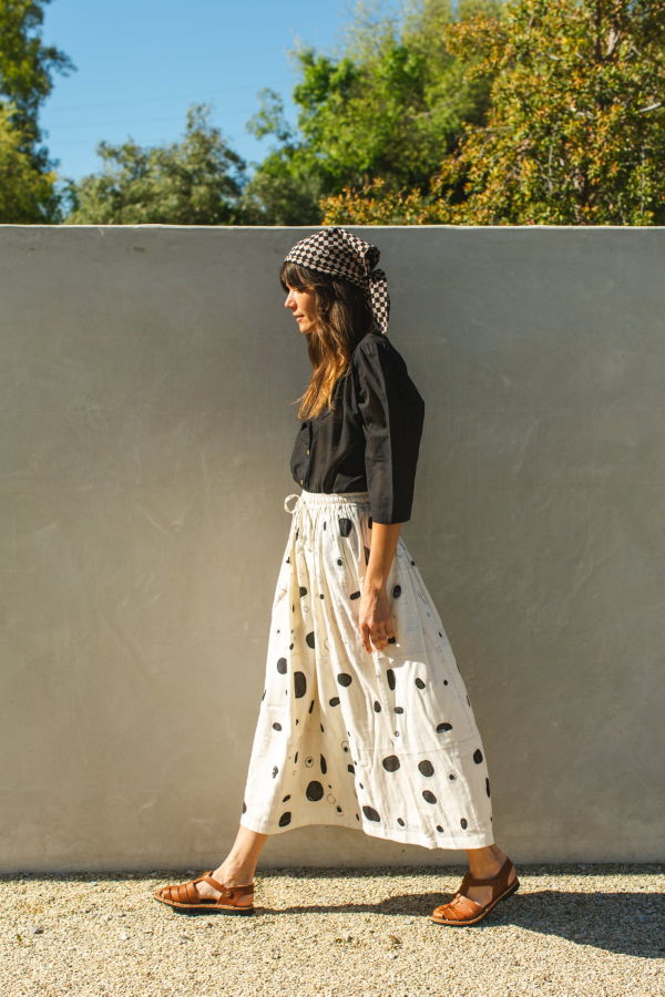 World of Crow Raindrops Skirt - White/Black