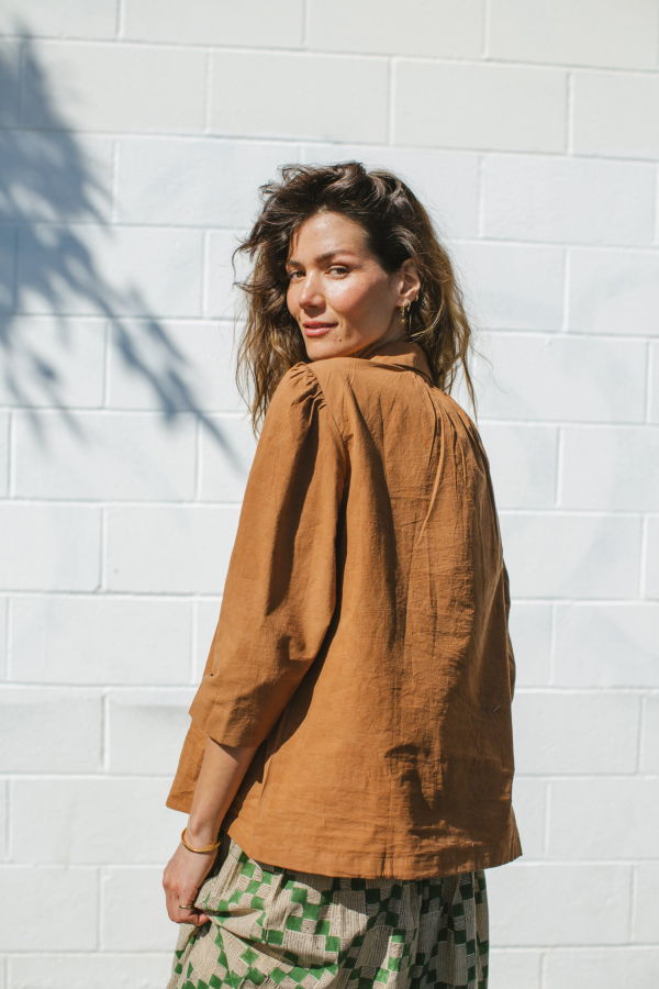 World of Crow Mulholland Top - Caramel Brown
