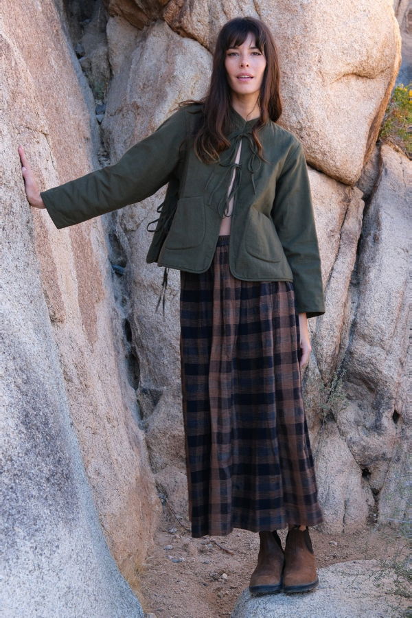 World of Crow Oxford Skirt - Brown Checkered