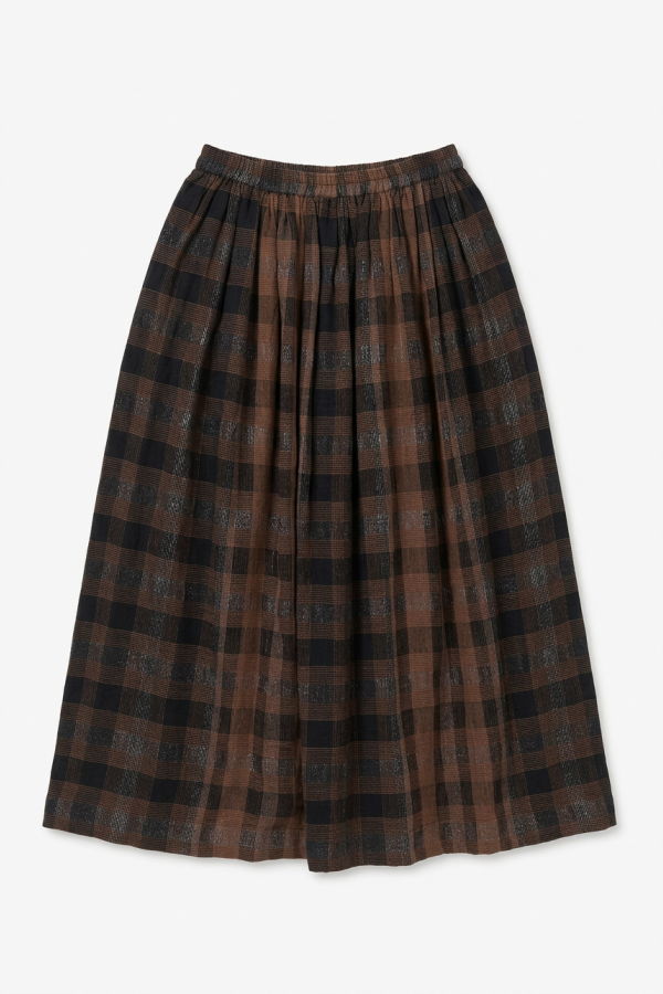 World of Crow Oxford Skirt - Brown Checkered
