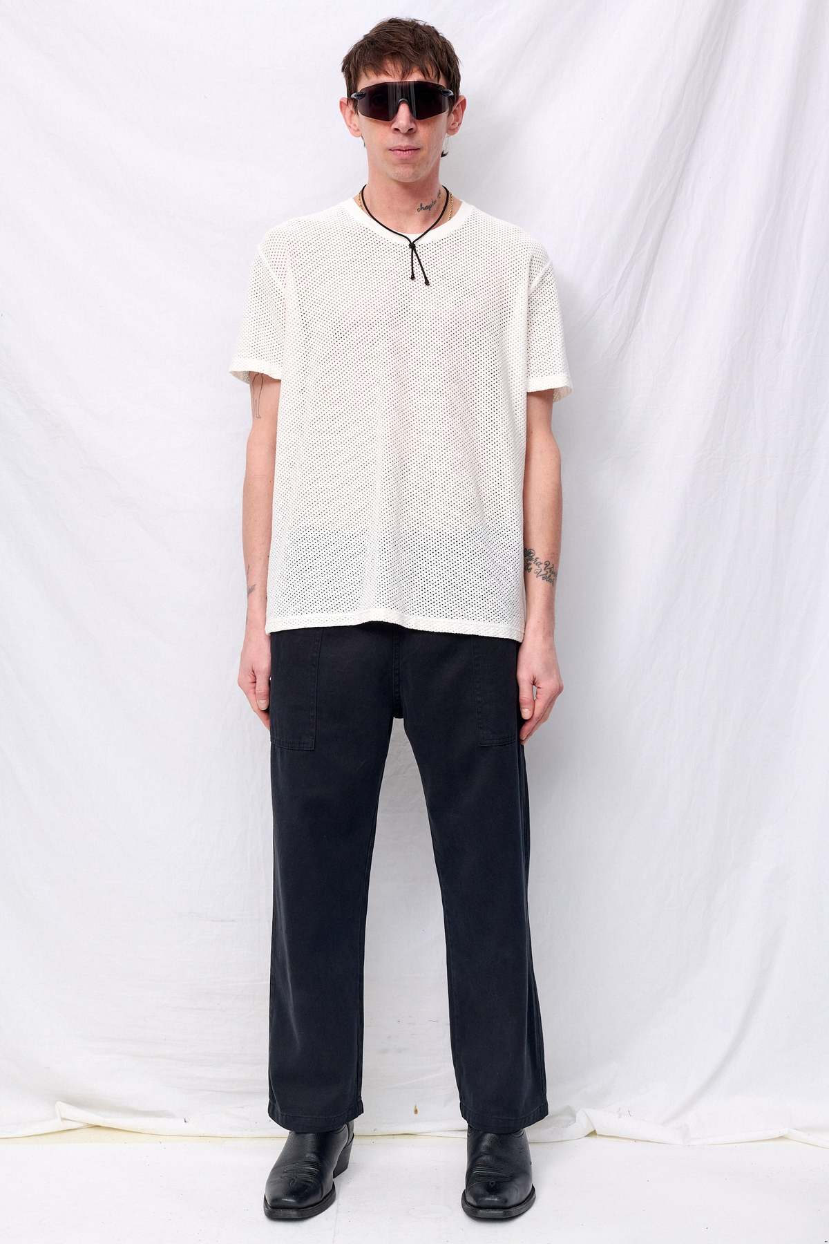 Jungmaven Highline Mesh Tee - Washed White - Image 3 of 5