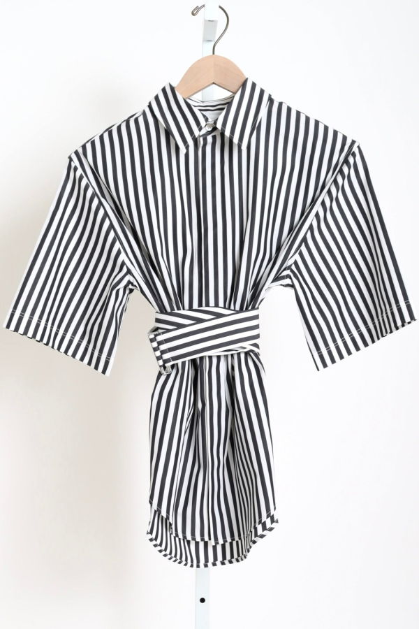 SA SU PHI Marcella Short Sleeve Top - Black/White Stripe