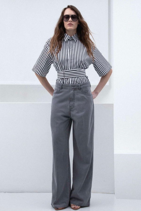 SA SU PHI Marcella Short Sleeve Top - Black/White Stripe