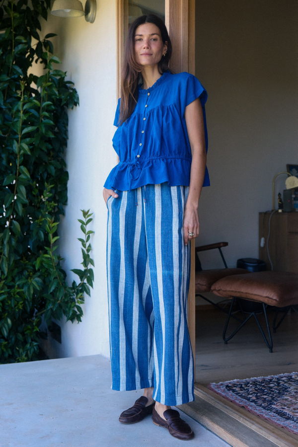 World of Crow Easy Pants Indigo Stripe