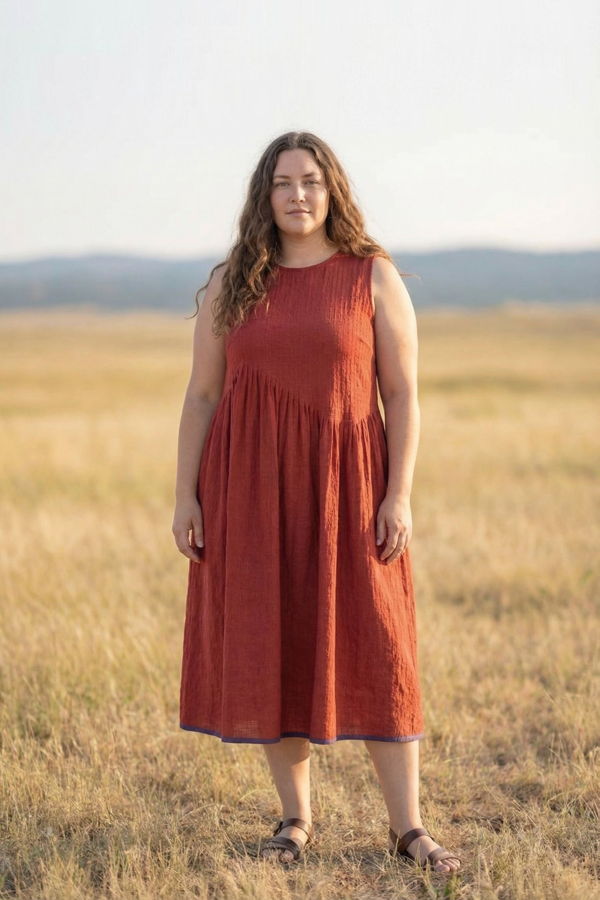 World of Crow Pleated Midi Dress - Red