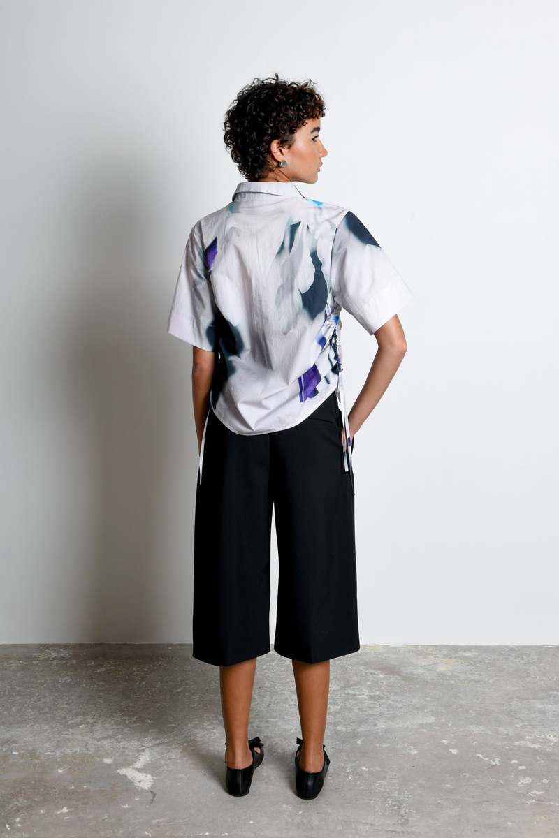 Untitled in Motion Ties Top - Shadow Iris Ivory