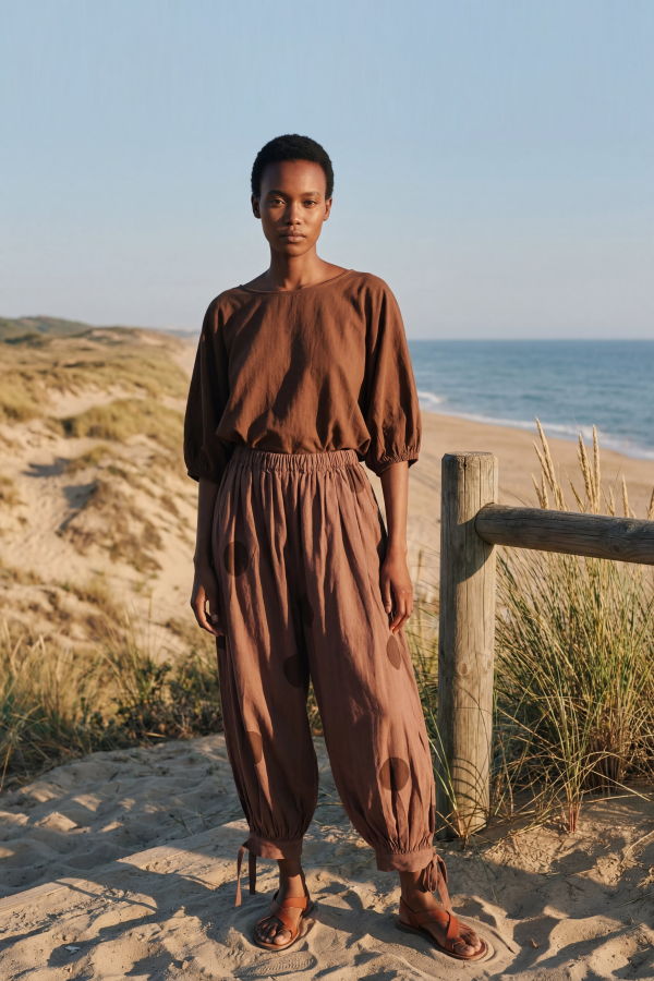 World of Crow Cocoa Dot Balloon Pants