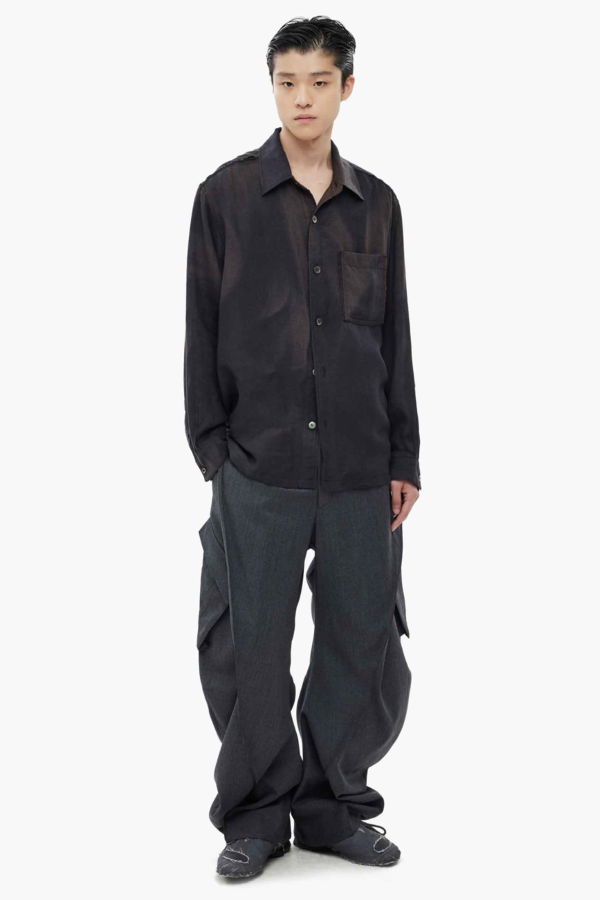 JiyongKim Sun Bleached Raw Edge Shirt