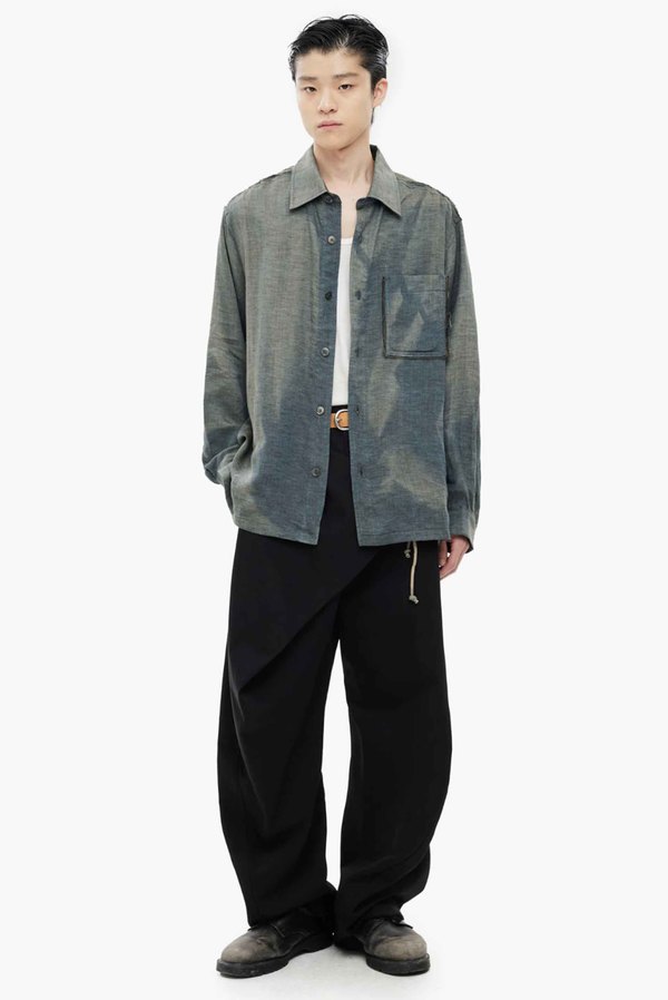 JiyongKim Sun Bleached Raw Edge Shirt