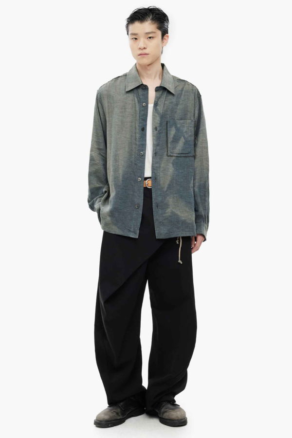 JiyongKim Sun Bleached Raw Edge Shirt