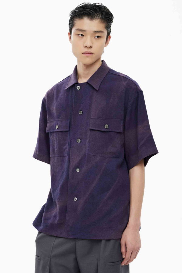 JiyongKim Sun Bleached Tailored Collar Shirt - Purple