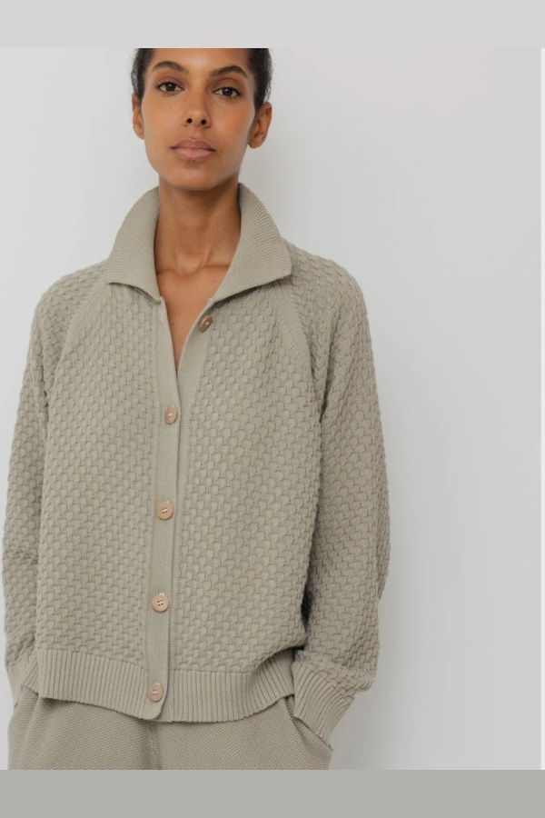 Wol Hide Textured Cardigan - Khaki