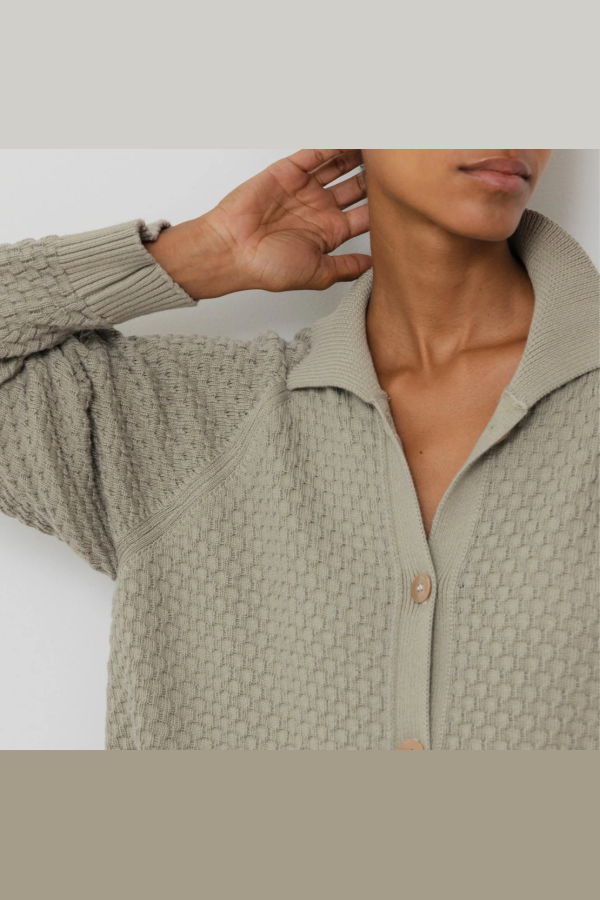 Wol Hide Textured Cardigan - Khaki