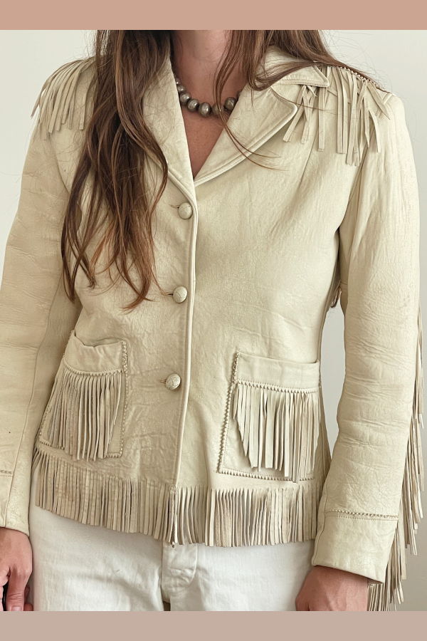 1950s Leather Fringe Jacket - Ivory