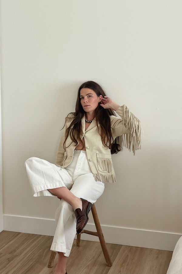 1950s Leather Fringe Jacket - Ivory