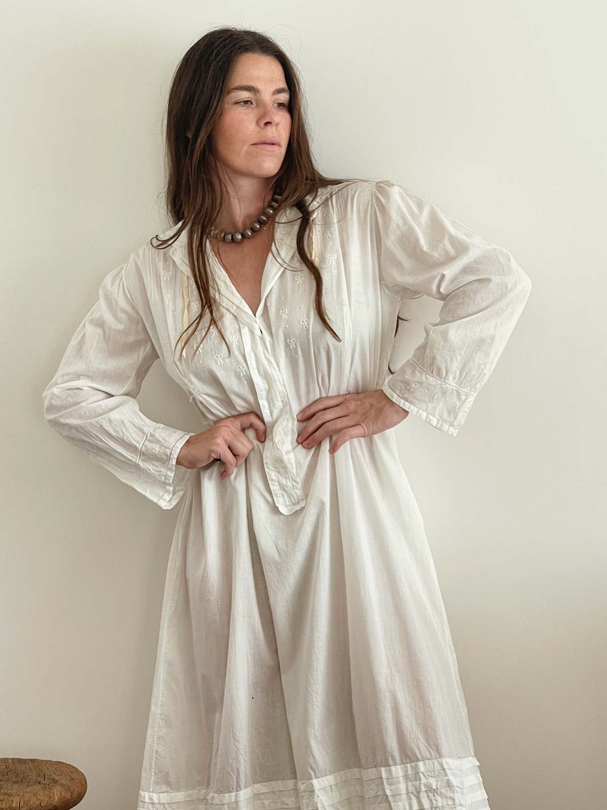 Antique Bow Embroidered Nightgown - Image 2 of 5