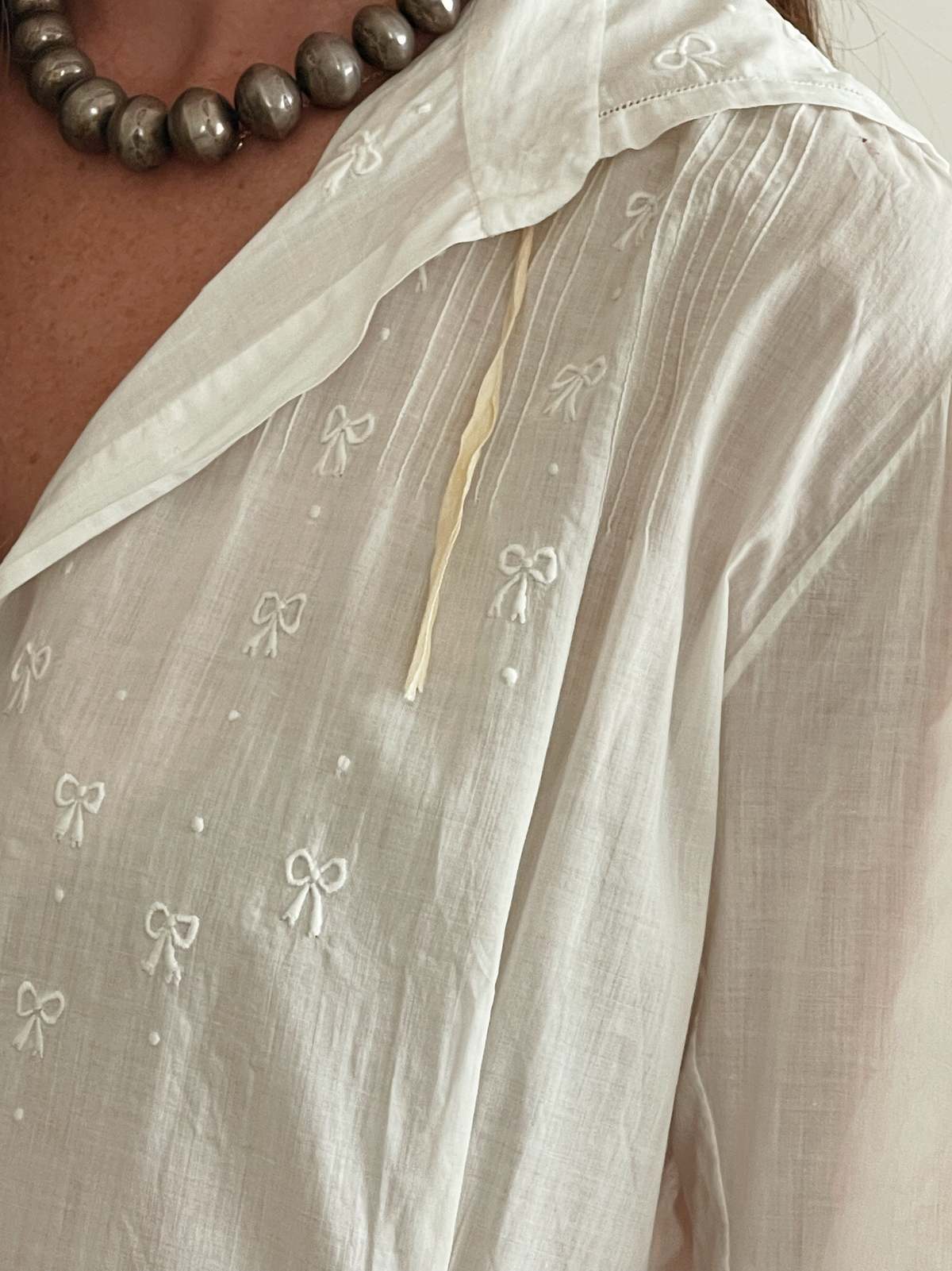 Antique Bow Embroidered Nightgown - Image 3 of 5