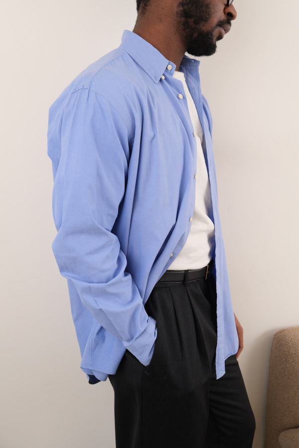 Hermine Vintage 90s Cornflower Polo Ralph Lauren Shirt - Blue