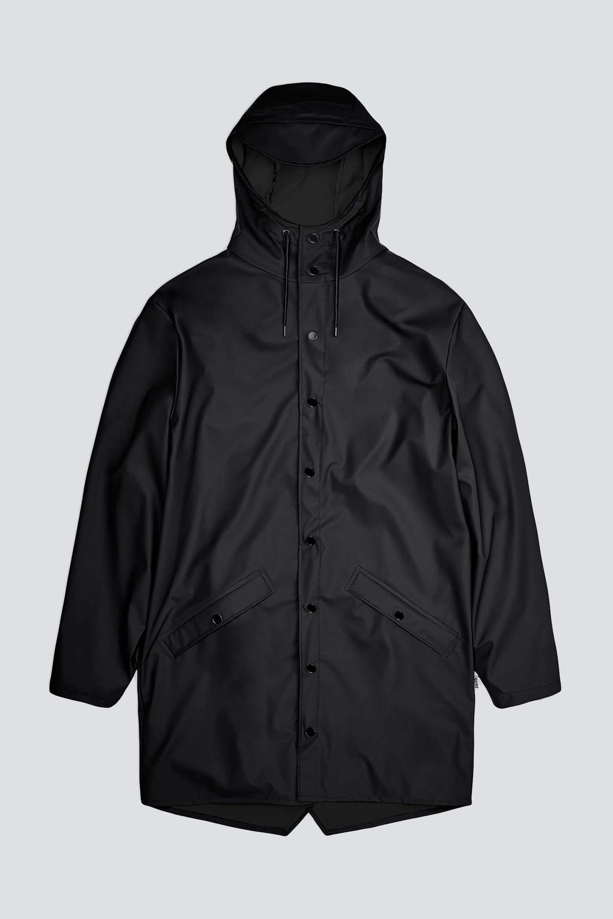 Rains Hooded Rain Long Jacket - Black - Image 1 of 6