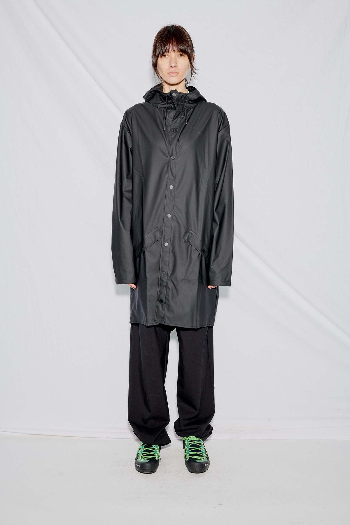 Rains Hooded Rain Long Jacket - Black - Image 2 of 6