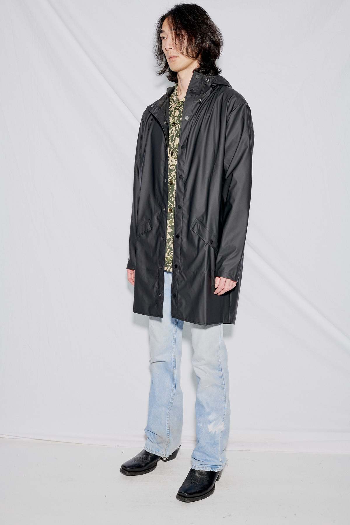 Rains Hooded Rain Long Jacket - Black - Image 5 of 6