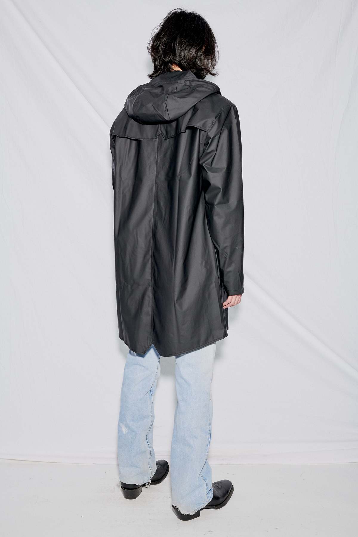 Rains Hooded Rain Long Jacket - Black - Image 6 of 6