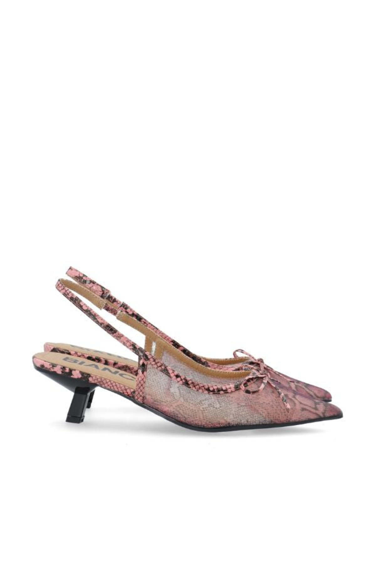 BIANCO Biakristin Bow Slingback Heels - Pink Snake - Image 6 of 8