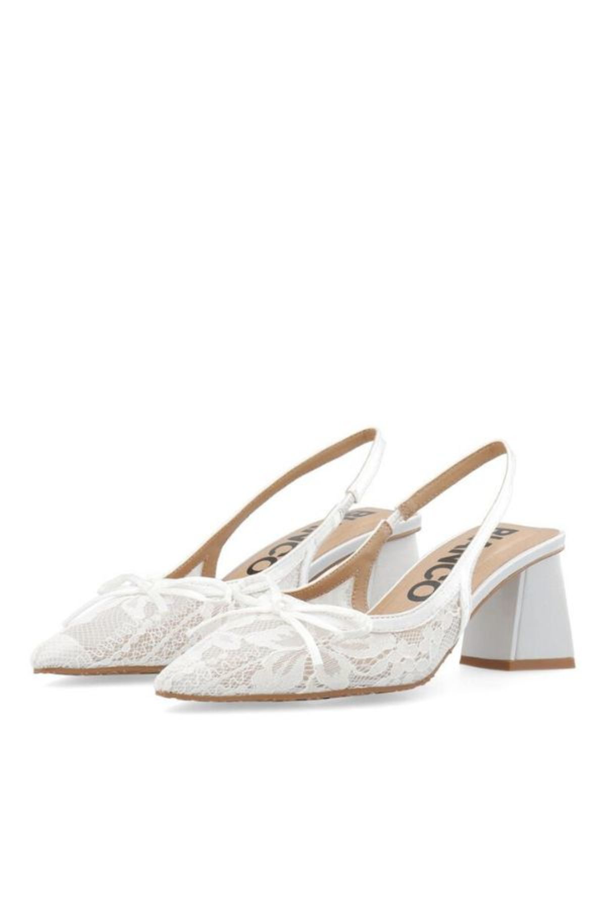 BIANCO Biamaralyn Bow Slingback Heels - White Lace - Image 1 of 6